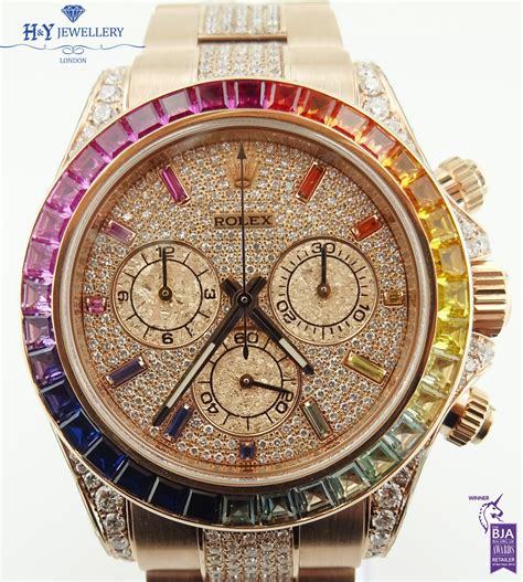 rolex daytona rosegold rainbow diamonds|rolex rainbow daytona original price.